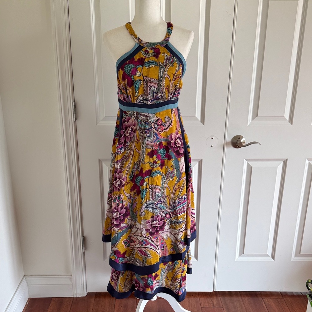 NWT By Anthropologie Halter Tiered Maxi Dress Size 4 - Picture 2 of 12